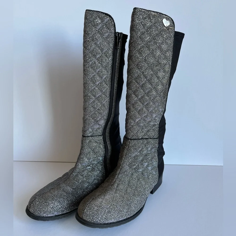 Stuart Weitzman Girls 50/50 Riding Boots Glitter Shimmer Size 5